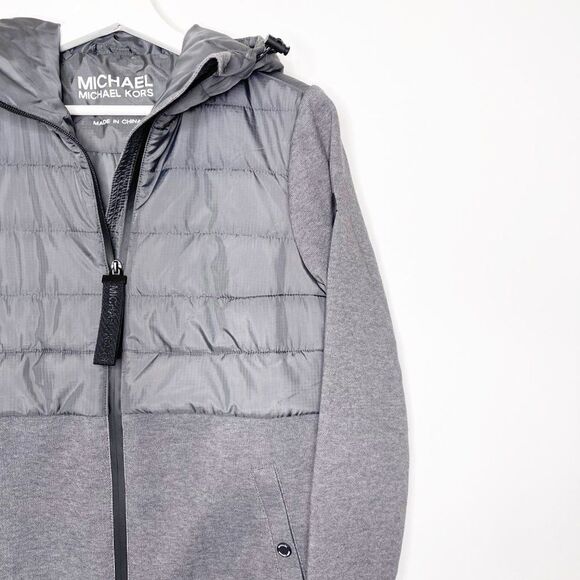 MICHAEL KORS Quilted Hooded Knit Zip Front Jacket  - Picture 2 of 15